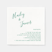 Modern Simple Fun Facts Emerald Green Wedding Servet (Voorkant)