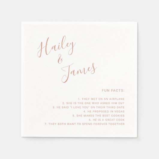 Modern Simple Fun Facts Roos Gold Wedding Servet (Voorkant)