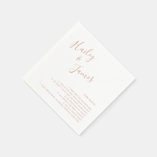 Modern Simple Fun Facts Roos Gold Wedding Servet (Hoek)