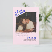 Modern Simple Fun Handwritten Save The Date Photo Kaart (Staand voorkant)