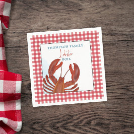 Modern Simple Gingham Lobster Seafood Whimsical Servet