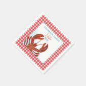 Modern Simple Gingham Lobster Seafood Whimsical Servet (Hoek)
