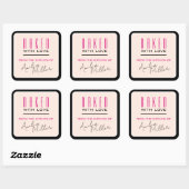 Modern Simple Girly Pink en Black Baking Luxury Vierkante Sticker (Vel)