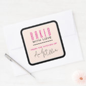 Modern Simple Girly Pink en Black Baking Luxury Vierkante Sticker (Envelop)