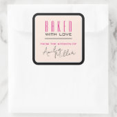 Modern Simple Girly Pink en Black Baking Luxury Vierkante Sticker (Tas)