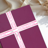 Modern Simple Girly White Pink Stripe Typography Satijnen Lint