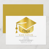 Modern Simple Gold Graduation Party Kaart (Voorkant / Achterkant)