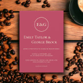 Modern Simple Gold Script Magenta Monogram Weddens Kaart