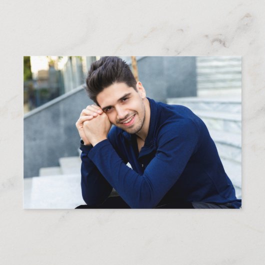 Modern Simple Golden Navy Afstuderen PHOTO Bedankkaart (Achterkant)