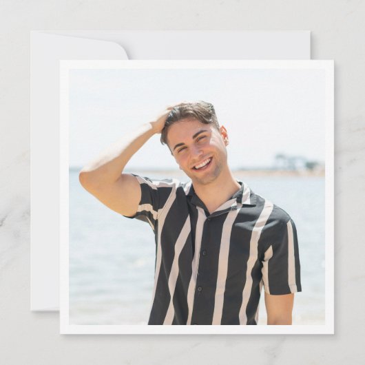 Modern Simple Golden Navy Afstuderen PHOTO Bedankkaart (Achterkant)