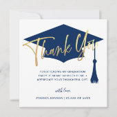 Modern Simple Golden Navy Afstuderen PHOTO Bedankkaart (Voorkant)