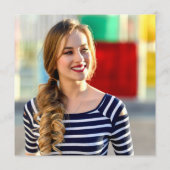 Modern Simple Golden Navy Blue FOTO-Afstuderen Bedankkaart (Achterkant)