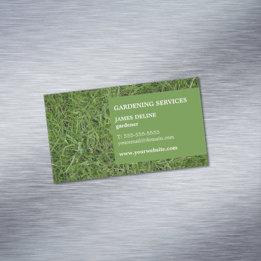 Modern Simple Green Grass Gardener Visitekaartje Magneet (Voorbeeld)