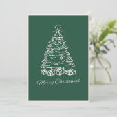 Modern Simple Green Hand Drawn Christmas Tree Feestdagenkaart (Staand voorkant)
