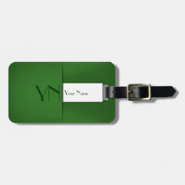 Modern Simple Green Monogram Name Bagagelabel