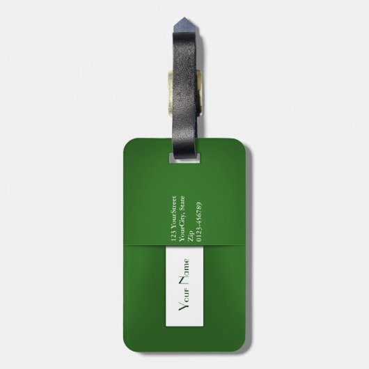 Modern Simple Green Monogram Name Bagagelabel (Achterkant verticaal)