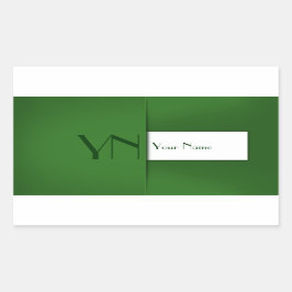 Modern Simple Green Monogram Name Rechthoekige Sticker
