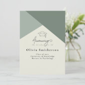 Modern Simple Green Photo Afstuderen Save The Date (Staand voorkant)