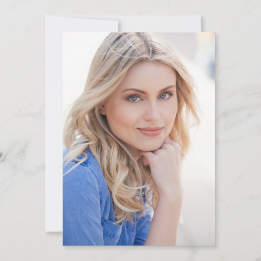 Modern Simple Green Photo Afstuderen Save The Date (Achterkant)