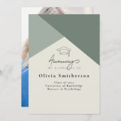 Modern Simple Green Photo Afstuderen Save The Date (Voorkant / Achterkant)