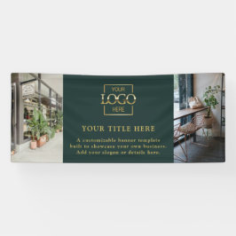 Modern Simple Green Zakelijk Logo & Foto Spandoek