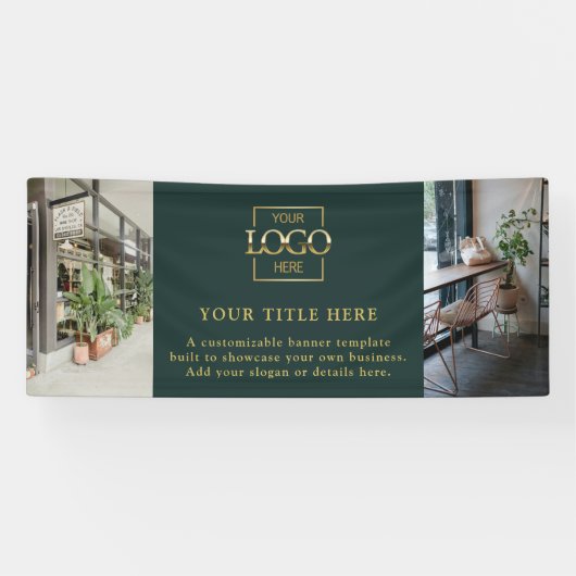 Modern Simple Green Zakelijk Logo & Foto Spandoek (Horizontaal)