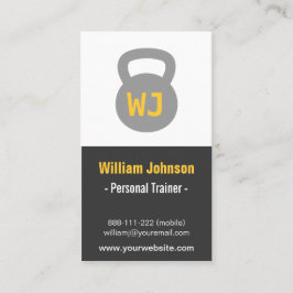 Modern Simple Grey Kettlebell Fitness Trainer Visitekaartje