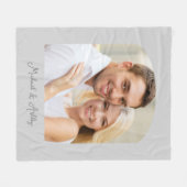 Modern Simple Grey Photo Monogramed Fleece Deken (Voorkant (Horizontaal))