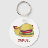 Modern Simple Hamburger Hotdog Cute Custom Sleutelhanger (Voorkant)