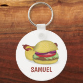 Modern Simple Hamburger Hotdog Cute Custom Sleutelhanger (Voorkant)