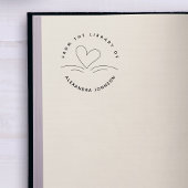 Modern Simple Hand-drawn Book & Heart Library Rubberstempel