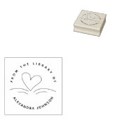 Modern Simple Hand-drawn Book & Heart Library Rubberstempel (Gestempeld)