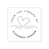 Modern Simple Hand-drawn Book & Heart Library Rubberstempel (Afrduk)