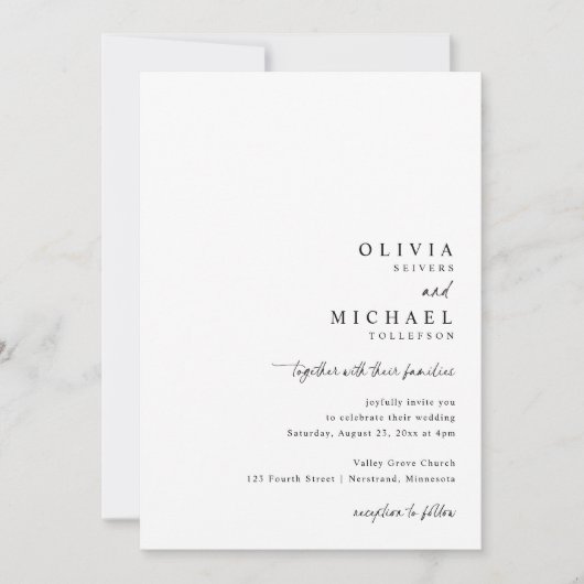 Modern Simple Handwriting All in One Wedding Kaart (Voorkant)