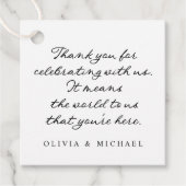 Modern Simple Handwriting Black and White Wedding Bedankjes Labels (Voorkant)