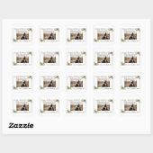 Modern Simple Happy Holidays Family Photo Card Vierkante Sticker (Vel)