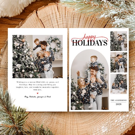 Modern Simple Happy Holidays Photo Calligraphy Feestdagenkaart