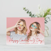 Modern Simple Hearts Happy Gelantine's Day Photo Feestdagenkaart (Staand voorkant)