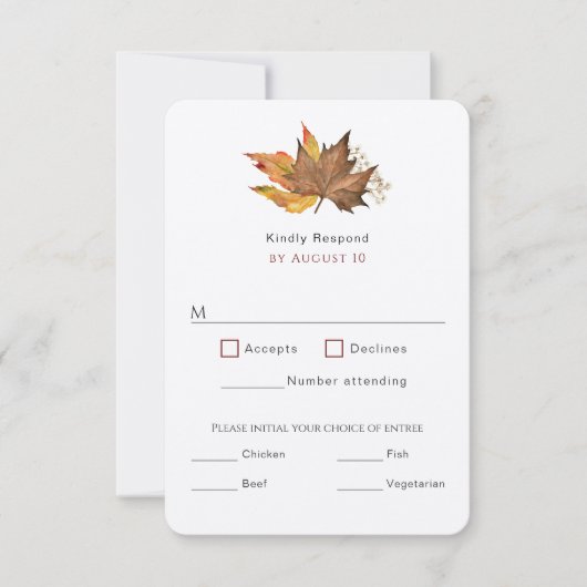 Modern Simple Herfst Autumn Leaves, Garden bruilof RSVP Kaartje (Voorkant)