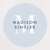 Modern Simple Initiaal Boho Blue Waterproof Name Labels (Design 2)