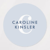 Modern Simple Initiaal Boho Blue Waterproof Name Labels (Design 2)