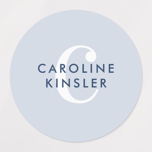 Modern Simple Initiaal Boho Blue Waterproof Name Labels (Design 2)
