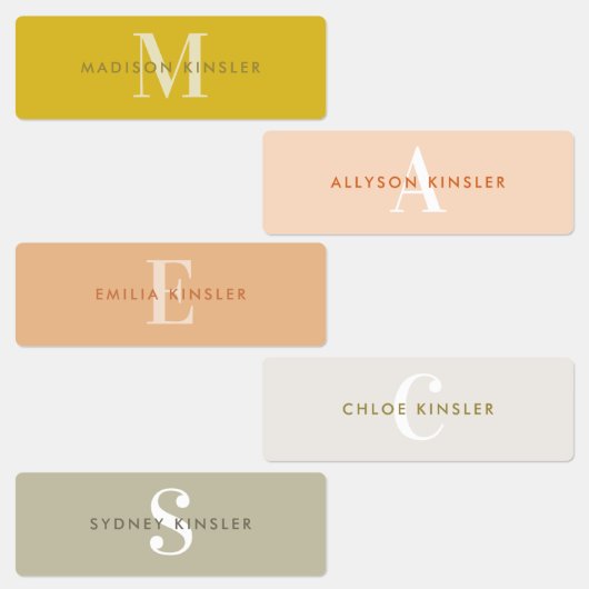 Modern Simple Initiaal Boho Waterproof Name Labs Labels (Groep)