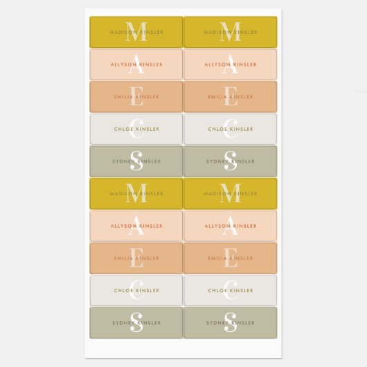 Modern Simple Initiaal Boho Waterproof Name Labs Labels (Vel)