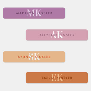 Modern Simple Initiaal Paars Boho Waterbestendige Labels