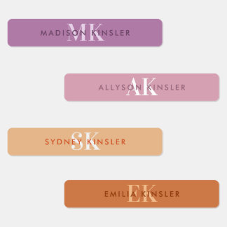 Modern Simple Initiaal Paars Boho Waterbestendige  Labels