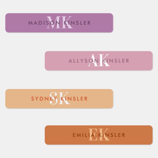 Modern Simple Initiaal Paars Boho Waterbestendige  Labels (Groep)