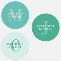 Modern Simple Initiaal Turquoise Waterproof Name