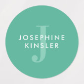 Modern Simple Initiaal Turquoise Waterproof Name Labels (Design 2)