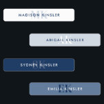 Modern Simple Initial Blue Waterproof Name Labels<br><div class="desc">Boho blue waterproof name labels in various shades of blues. Use these name labels for any of your belongings.</div>